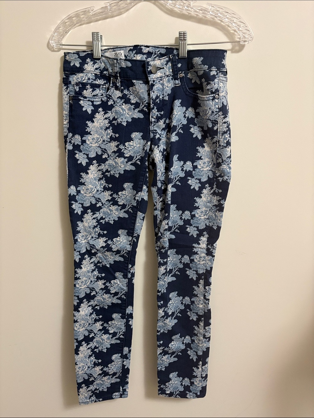 GAP Women's Navy Jeans with Light Blue Floral Print